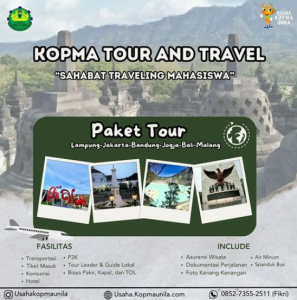 Yuk Kenalan Dengan Usaha Baru Kopma Unila “Kopma Tour And Travel”